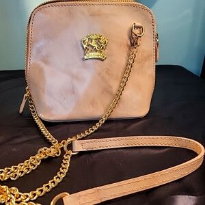 Praiesi Firenzi Taupe Fine Italian Genuine Leather Crossbody Handbag Purse
